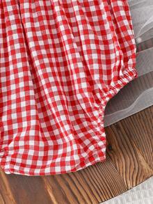 1件可爱女婴/女童轻薄吊带连体衣，夏季 - 紅色 - 查看 5