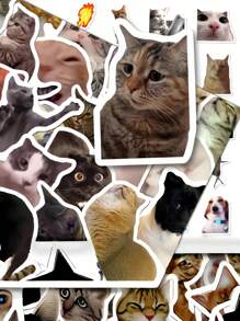 202/404 Pcs Cute Cat Meme Stickers Creative DIY Funny Stickers For Scrapbooking, Diary, Phone Case, Fridge, Waterproof, No Battery, No Feather, Suitable For Notebook, Scrapbook, DIY Crafts, Laptop, Phone Case