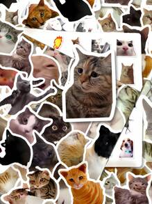 202/404 Pcs Cute Cat Meme Stickers Creative DIY Funny Stickers For Scrapbooking, Diary, Phone Case, Fridge, Waterproof, No Battery, No Feather, Suitable For Notebook, Scrapbook, DIY Crafts, Laptop, Phone Case