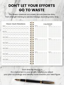 BUBU 1PC Fitness Journal Workout Planner, A5 Twarda okładka Workout Notebook do codziennego śledzenia sprawności fizycznej, wyznaczania celów, utraty wagi, zdrowych nawyków, pracy i domu, szkoły i artykułów biurowych Powrót do szkoły