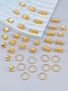 40 pezzi/set Anelli per capelli vintage in lega cava, fermagli per capelli, accessori per capelli estivi per trecce, fermagli per capelli, articoli scolastici