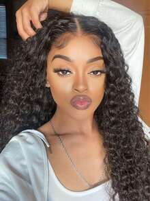 Uveous 40inch 250% Density 13x4 Deep Wave Lace Front Wigs Human Hair 250 Density Deep Curly Human Hair Wig 13x4 HD Transparent Wet And Wavy Lace Frontal Wigs For Women With Baby Hair Natural Black - Natural Black - View 4