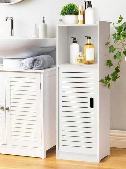 3 Tier Bathroom Storage Cabinet Floor Standing Display Cabinet Home Storage Furniture Organizer Unit For Office Living Room Kitchen Entryway White (Three-Layer)