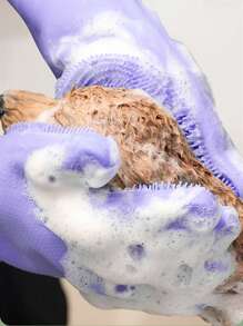 1 Pair, Pet Hair Removal And Bathing Silicone Gloves, Approx. 3000 Massage Nodes And Foam Enhancement