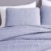 Austin Oversized Bedspread Set 3-Piece Ultrasonic Quilted Soft Lightweight Microfiber Coverlet For All Season - Lavender - View 3