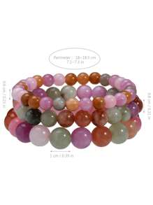 Pulsera de piedras naturales color rosa primaveral, set de pulsera de estilo bohemio con perlas de sunstone, cuarzo rosa y lepidolita, cadena de cristales de equilibrio energético para yoga, apta como regalo para mujeres