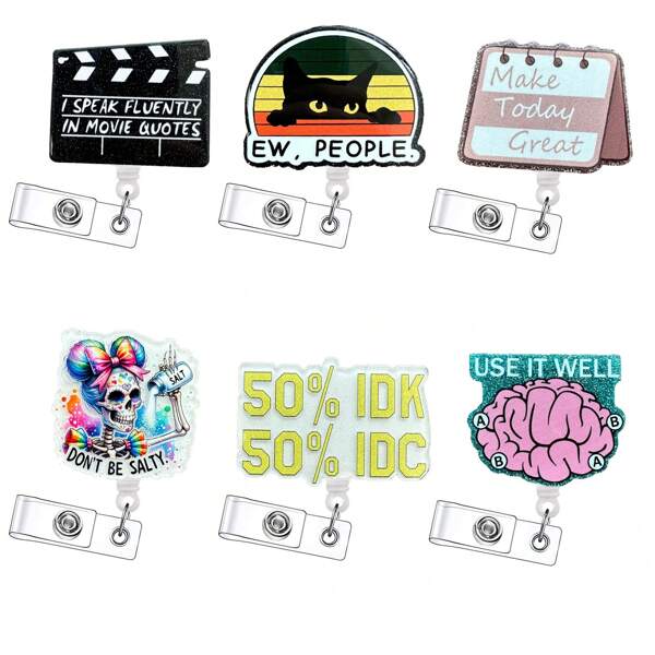 1 Peça Retrator de Crachá, Suporte de Crachá de Identificação com Glitter para Enfermeira, Funcionário de Escritório, Material Escolar, Volta às Aulas