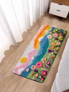 1pc Faux Wool Floral & Landscape Print Area Rug, Soft & Comfortable Machine Washable, Suitable For Bedside, Entryway, Kitchen, Bathroom And More Scenarios. (Slight Difference In Size Between Small And Large, But No Impact On Aesthetics) - Multicolor - View 17