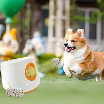 Automatische ballenwerper voor middelgrote tot grote honden, Interactieve ballenwerper voor honden, Mentale stimulatie voor hondenspeelgoed, Tennisbalmachine voor honden met 3 standaard tennisballen, Oplaadbaar en betrouwbaar, Hondenspeelgoed, Puppy's houden