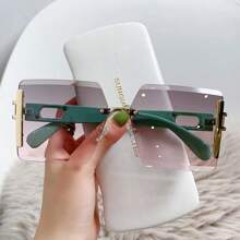 1 Pair Women's Metal Frame Elegant Fashion Glasses, Suitable For Beach, Street, Photography And Other Occasions For Summer Beach Vacation,Outdoor,Travel