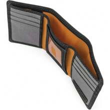 Leather RFID Trifold Wallet With Id Window - Black/Bullard - View 3