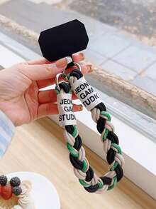 1pc Multi-Function Dual Ring Phone Lanyard, Handmade Braided Colorful String Wrist Strap With Key Chain, Phone Case Strap, Cup Holder, Fashion Accessories - Multicolor - View 12