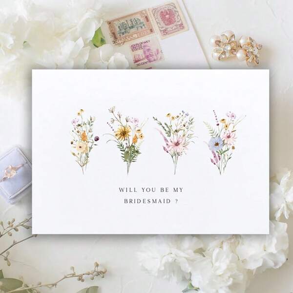 Cartões de proposta de madrinha, cartões florais engraçados, cartões de madrinha, presentes de madrinha, cartões de festa de casamento, cartões de madrinha para melhores amigas