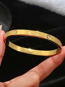 1pc Tainless Steel Bracelet For Men And Women Four Seasons Personalized Design Bracelet,Jewelry Gold Jewelry Jewelry Women Bracelets Accessories Women Stainless Steel Jewelry Bracelets For Women Western Jewelry Stainless Steel Simple Niche Diamond Set