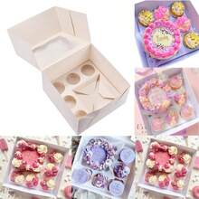 1/10 Pcs Cake Baking Supply Box Bento Box, Cupcake And Cake Box, 5 Cupcake Cavities And 1 Cake Slot, Cupcake Cake Baking Supply Box, Treats, Donuts For Wedding Party - White - View 2