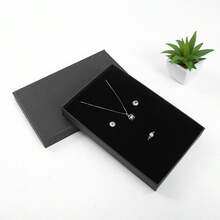 1pc Jewelry Gift Box, Jewelry Packaging Box, Top & Bottom Cover Gift Box, Pendant Display Box - Black Jewelry Box - View 5