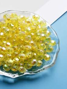 200 件彩虹色亚克力珠，8 毫米刻面圆形宝石珠，透明 AB 白色工艺珠，适用于 DIY 手链、项链、珠宝制作