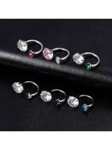 1/6 Pc Elegant Stainless Steel Zirconia Huggie Earring For Cartilage, Helix, Tragus, Nose, Septum, Lip - Sexy Style, Versatile Piercing Accessory