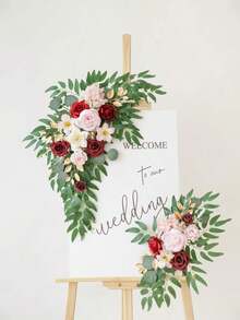2pcs Artificial Gray Rose Wedding Arch Flowers, Wedding Welcome Sign Decor & Arch Flowers, Suitable For Wedding Reception (Gray Rose And Blush) - Multicolor - View 6
