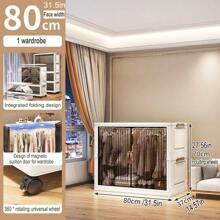 Foldable Wardrobe Storage Cabinet, All-In-One Clothes Organizer Closet For Adult And Children Bedroom