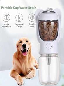 1pc Portable Multifunctional Pet Travel Water Bowl And Pet Food Dispenser - Dog Outdoor Water Cup, Cat Water Feeder, Dog Water Bottle With Detachable Leak-Proof Food Container, Pet Supplies For Summer Travel Water Bottle Camping