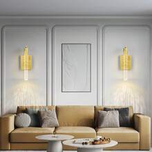 Gold LED Wall Sconce With Bubble Crystal Stick Wall Light Modern Bathroom Vanity Light Fixture For Bedroom Bedside Hallway(2-Pack) - 2- Gói - Xem 2