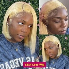 Short Straight Bob Wig Human Hair Wigs Blonde 613 Colored Lace Front Human Hair Wigs 13x4 Lace Frontal Human Hair Wig For Women - S613 - 查看 3