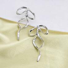 1 件时尚简约金属蝴蝶结设计耳环，适合日常佩戴 - 金色 - 查看 5