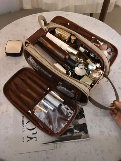 حقيبة تجميل نسائية كبيرة السعة للسفر، للمكياج والمستلزمات الحمامية، حقيبة تخزين فرش المكياج الفاخرة متعددة الجيوب، حقيبة مكياج جميلة من جلد البولي يوريثان مقاومة للماء، حقيبة تخزين فرش المكياج للسفر، هدايا مستلزمات التخزين، سحاب، أكياس الأظافر، حقيبة مكياج، تخزين، هدايا عيد الميلاد، كيس، سفر، هدايا للنساء، مستلزمات السفر النسائية، كيس، حقيبة صغيرة / حقيبة يد صغيرة، منظم مكياج، كيس، حامل فرشاة، كيس صغير، حقيبة سعة كبيرة