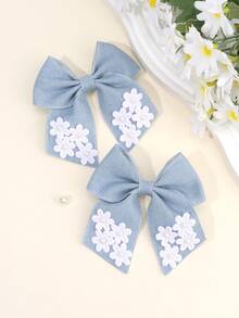 2 peças de presilhas de cabelo com laço de flores, grampos de cabelo de jacaré de tecido, acessórios de cabelo fofos para mulheres, amigas, presentes de primavera e verão