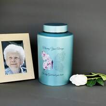 Up To 220 Lbs Large Cremation Urns For Adult Male Female Ashes, Decorative Urn For Human Ashes With Velvet Bag - 蝴蝶-藍色 - 查看 6