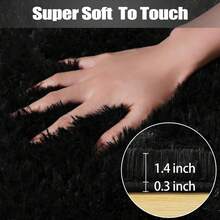 Area Rugs For Living Room, Large Fluffy Black Rug For Bedroom, Soft Shag Shaggy Fuzzy Carpets For Boys And Girls Dorm Room Home Decor - 黑色 - 查看 2