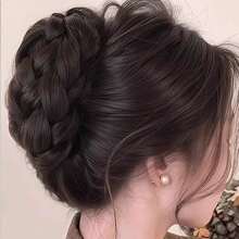 1 szt. damska spinka do włosów z warkoczy z syntetycznych włókien, wysoka spinka do warkoczy z koroną, spinka do baków, puszysty upięty kok, swobodna spinka do włosów z syntetycznych włókien, odpowiednia na każdą porę roku, jesień i zimę, akcesoria do włosów dla kobiet, stroje wakacyjne