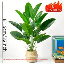 Artificial Tropical Banana Leaf Plant, 18 Leaves, No Power Supply, No Watering Care, Lasting Bright Color, Suitable For Home And Garden Decoration, Balcony, Living Room And Other Decoration, Very Suitable For Outdoor Decoration, The Product Does Not Include Flower POTS