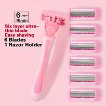 Kit de îndepărtare a părului fără durere pentru bikini pentru femei - 6 lame din oțel inoxidabil, capete înlocuibile, alergie scăzută, lavabil, potrivit pentru toate tipurile de piele