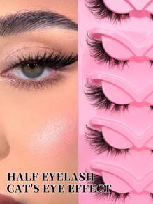 5 Pairs 3D Faux Mink Cat Eye False Eyelashes - Hypoallergenic Fluffy Lightweight Natural-Looking Lashes For Dramatic Foxy Eyes Strip Lashes, Lashes, Eyelashes, Fake Lashes