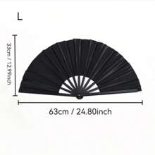 Kung Fu Folding Fan, Martial Arts Performance Bamboo Fan, Thicker Carbonized Bamboo Bone Silk Dual-Use Fan, Wedding And Festival Decoration Cooling Fan, Gift For All Ages, Classic Black Summer Cooling,Beach,Travel