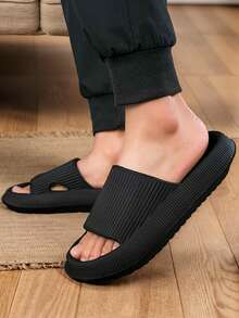 Dép thời trang nữ, chất liệu EVA, hở mũi, đế mềm, thoáng khí và thoải mái, màu đen, phù hợp cho cả đi bộ trong nhà và ngoài trời, dép thiết yếu cho việc đi lại hàng ngày. - màu đen - Xem 6