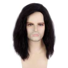 Men Wig Long Men Wig Curly Layered Hooded Flame Retardant Synthetic Wig Men Natural Wig Daily Party Costume Cosplay Wear (Brown), Carnival/Mardi Gras/Masquerade