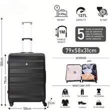 Large 29in Lightweight Hard Shell 8 Wheel Travel Hold Checked Check In Luggage Suitcase Black - Black - View 2