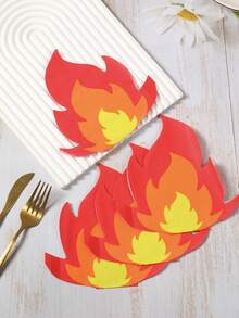 20 件消防员主题派对餐巾，6.3 英寸，火焰设计一次性餐巾，适用于生日派对、节日庆典、消防车主题派对用品 - 彩色 - 查看 6