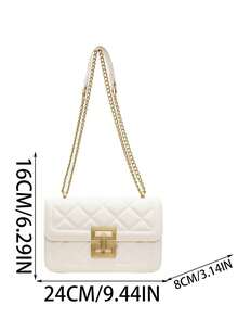 New Fashion Square Solid Color Versatile Chain Shoulder Bag For Women - Beige - View 11