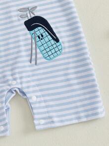 Conjunto de golf para bebé niño, mono de manga corta con bordado de palos de golf, ropa de verano bonita para recién nacido de 0 a 18 meses - Azul - Ver 3