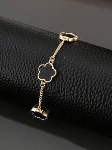 1pc Men's Bracelet, Classic Lucky 5-Leaf Clover Bangle Bracelet, Fashionable Design For Daily Wear, Gift Item - Multicolor - View 2