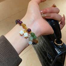 Andkiss 1pc Colorful Beaded Bead & Flower Charm Bracelet - Colorful - View 3