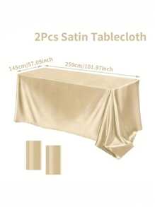 2 Pieces White Satin Wedding Tablecloth - Elegant Rectangular Polyester Table Cover 101.9 Inches X 57 Inches For Weddings, Birthdays, Halloween, Graduation Parties - Durable, Easy To Clean, Available In A Variety Of Colors, Wedding Dining Table Decorations, Christmas Decorations