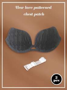 全新花瓣形女士防滑纯色聚拢粘合胸罩，配有透明肩带、可重复使用的无肩带隐形乳头条、女士内衣和内衣配件