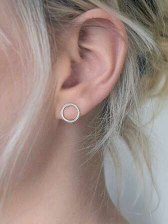 1 par de pendientes aro geométricos minimalistas de acero inoxidable para mujeres