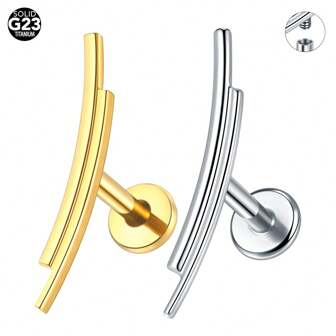 SWANJO 1pc Titanium Double Line Curved Stud Earring For Women Cartilage Tragus Helix Piercing Body Jewelry