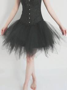 1pc European And American Style Colorful Tulle Skirt Petticoat, Asymmetrical Hem Sexy Skirt For Halloween Party